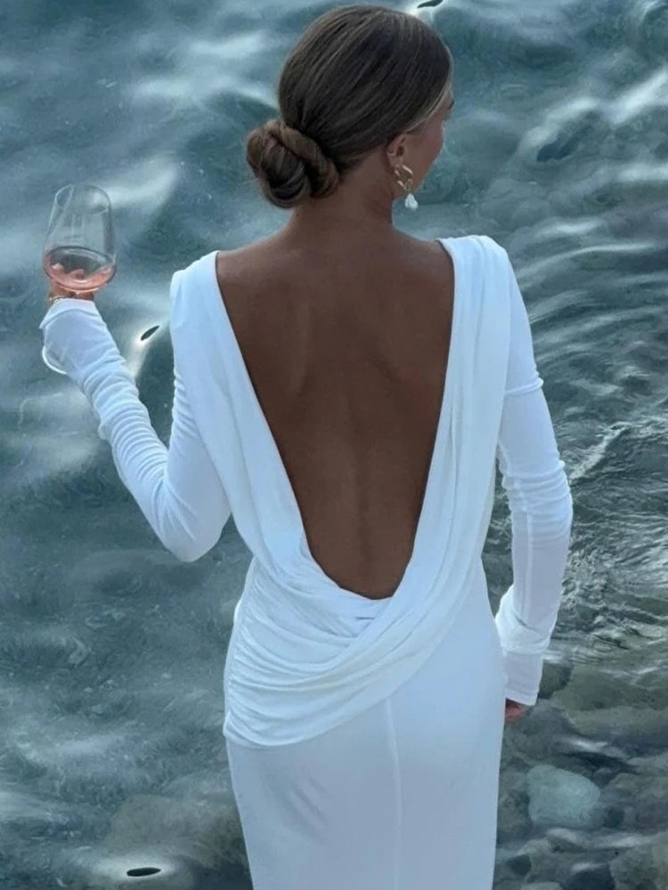 Chic Cowl-Back Maxi Gown for Formal Evenings Evening Gown | Chuzko.com