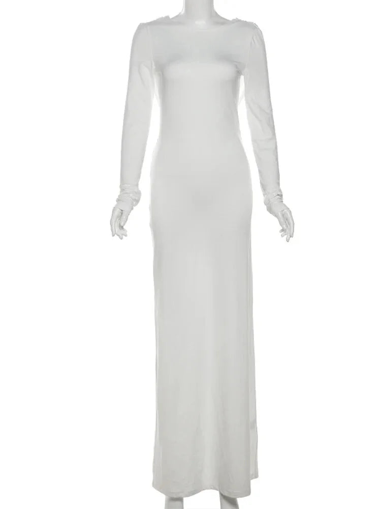 Chic Cowl-Back Maxi Gown for Formal Evenings Evening Gown | Chuzko.com