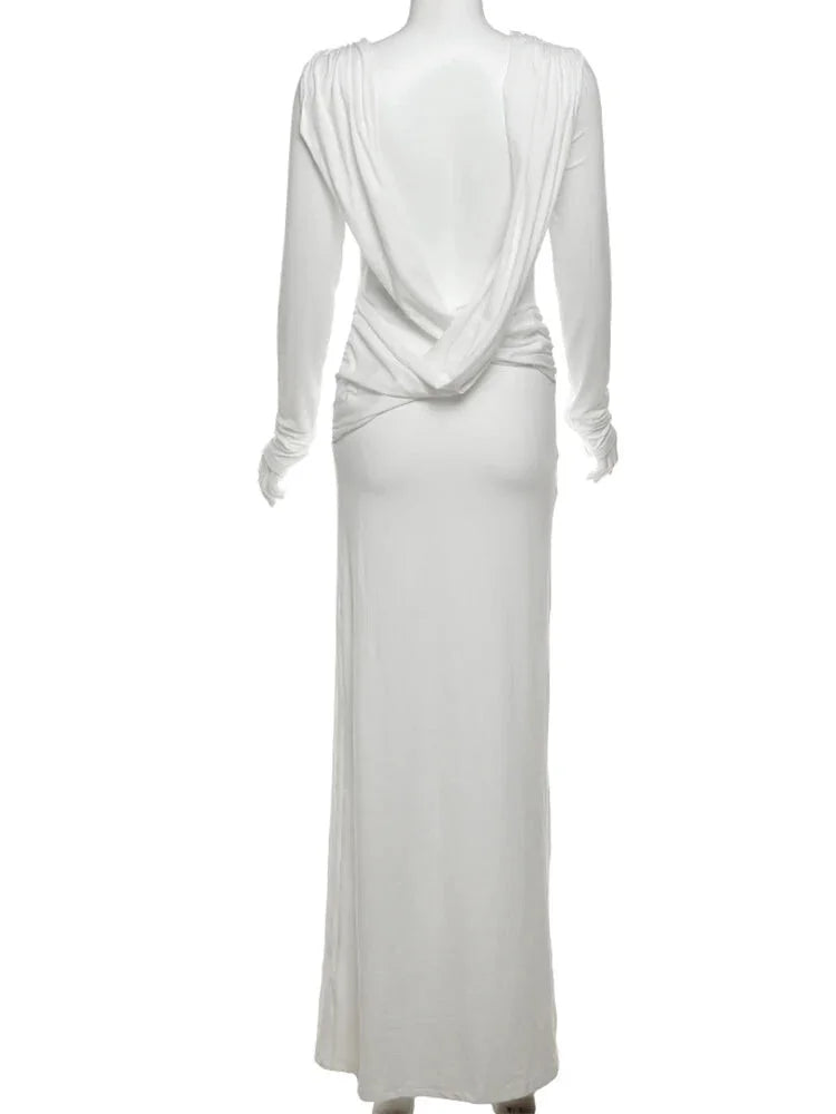 Chic Cowl-Back Maxi Gown for Formal Evenings Evening Gown | Chuzko.com