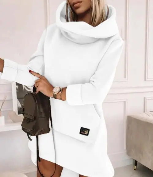 Cozy Cowl Neck Hoodie Mini Dress - Perfect for Chilly Days Mini | Chuzko.com