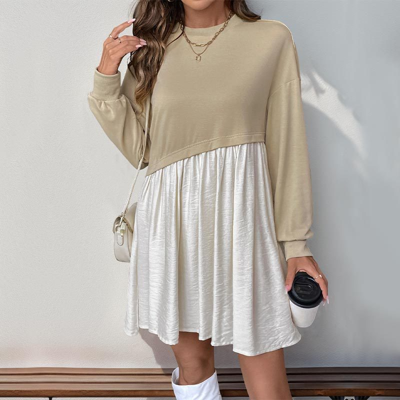 Patchwork Long Sleeve Casual Dress for Fall Fall Dresses | Chuzko.com