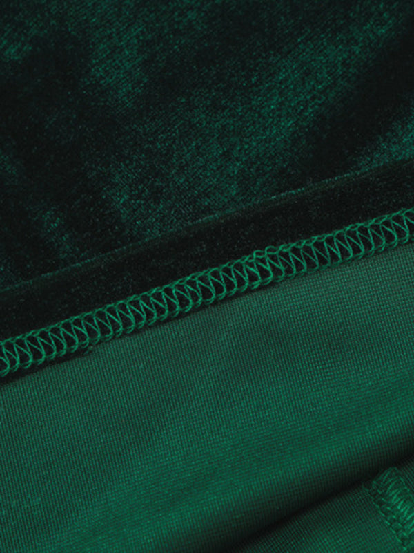 Elegant Emerald Velvet Winter Dress Elegant Velvet Dresses | Chuzko.com