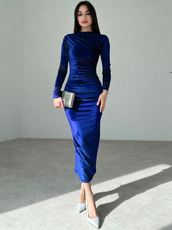 Elegant Emerald Velvet Winter Dress Elegant Velvet Dresses | Chuzko.com