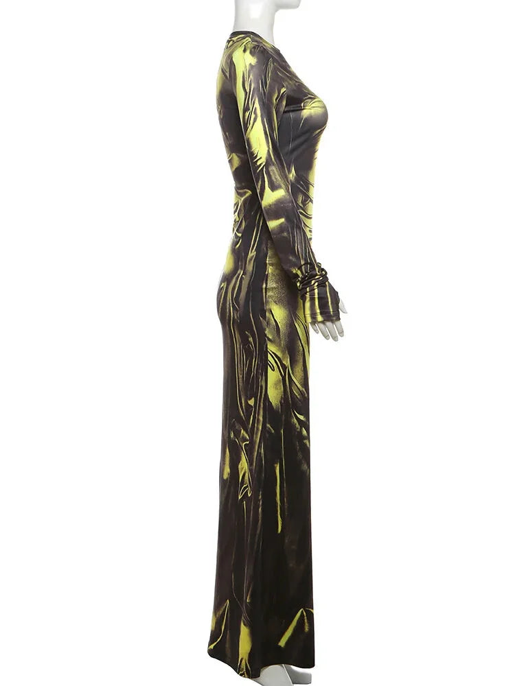 Black Gold 3D Print Gala Maxi Dress Maxi Dresses | Chuzko.com