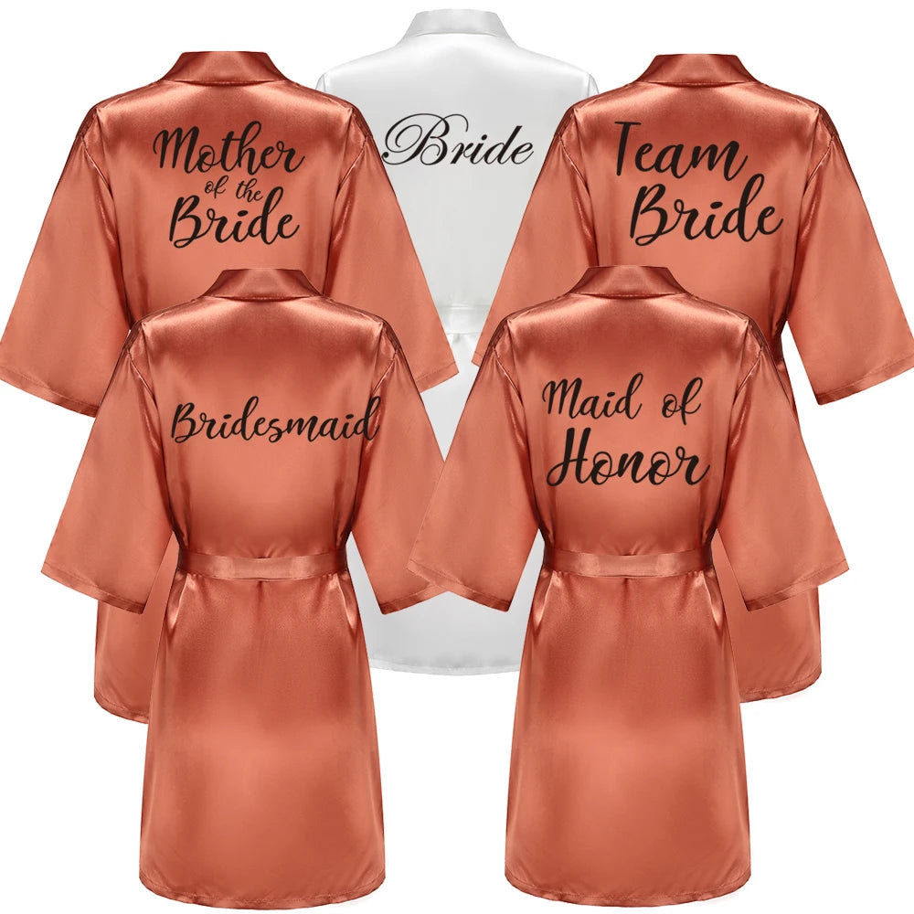Elegant Satin Bridal Party Robes – Personalized Copper for Bridesmaids
