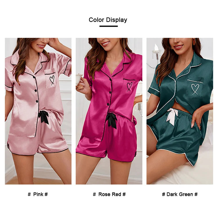 Silky Luxe Lounge Set - Waist Tie PJs Sleepwear | Chuzko.com