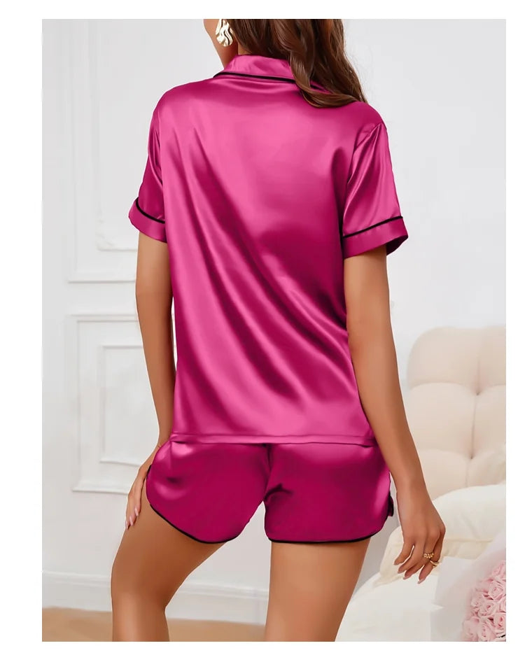 Silky Luxe Lounge Set - Waist Tie PJs Sleepwear | Chuzko.com