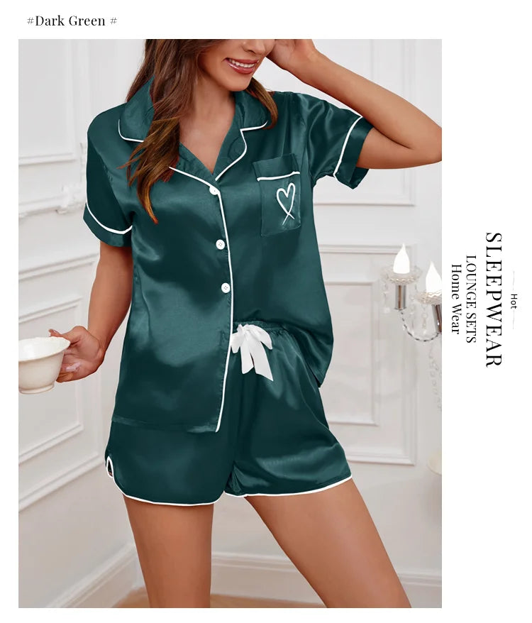 Silky Luxe Lounge Set - Waist Tie PJs Sleepwear | Chuzko.com