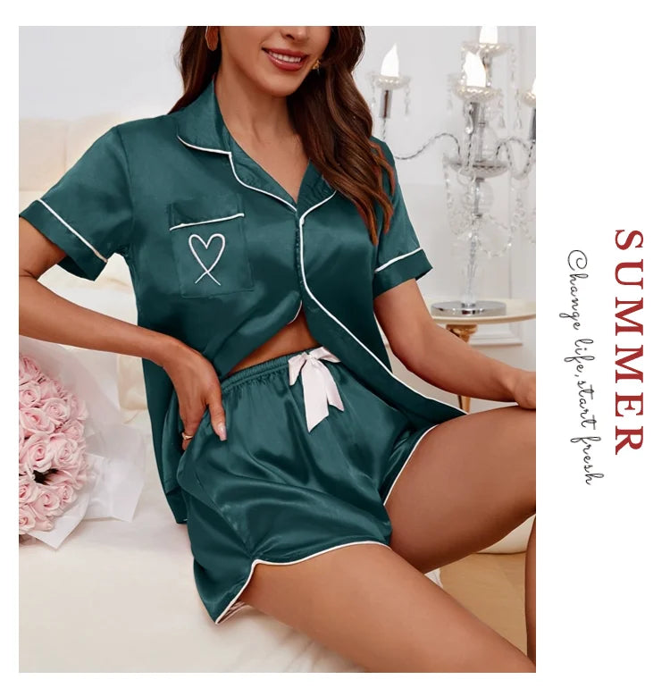 Silky Luxe Lounge Set - Waist Tie PJs Sleepwear | Chuzko.com