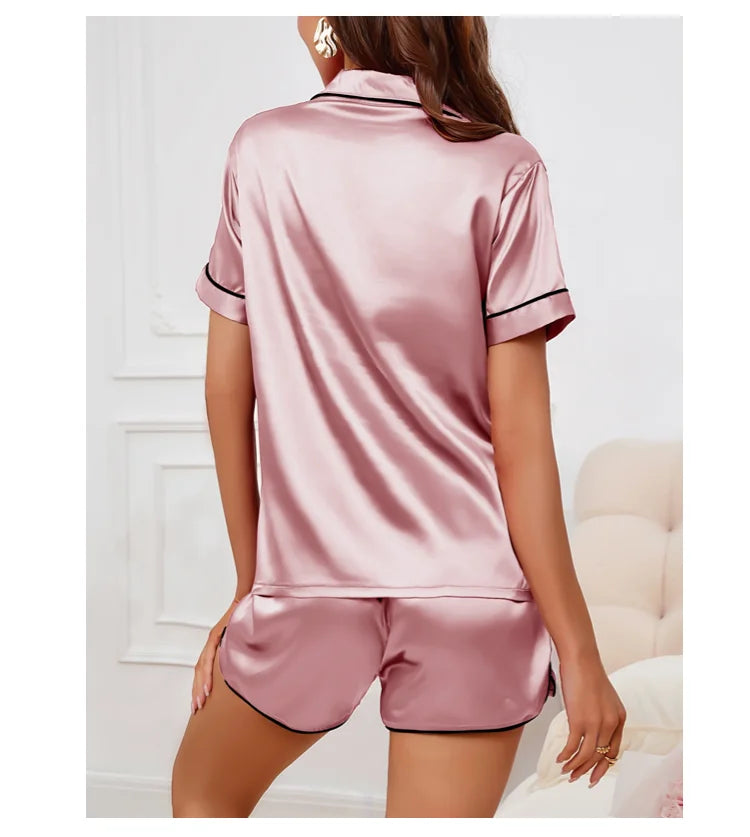 Silky Luxe Lounge Set - Waist Tie PJs Sleepwear | Chuzko.com