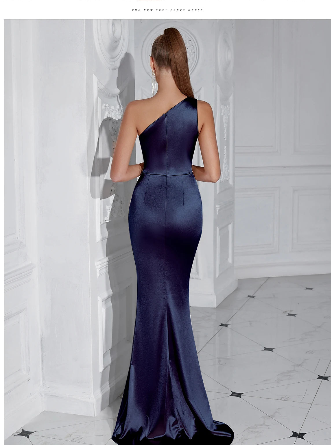 Asymmetrical Siren's Silhouette Evening Gown Sweep Train Dress | Chuzko.com