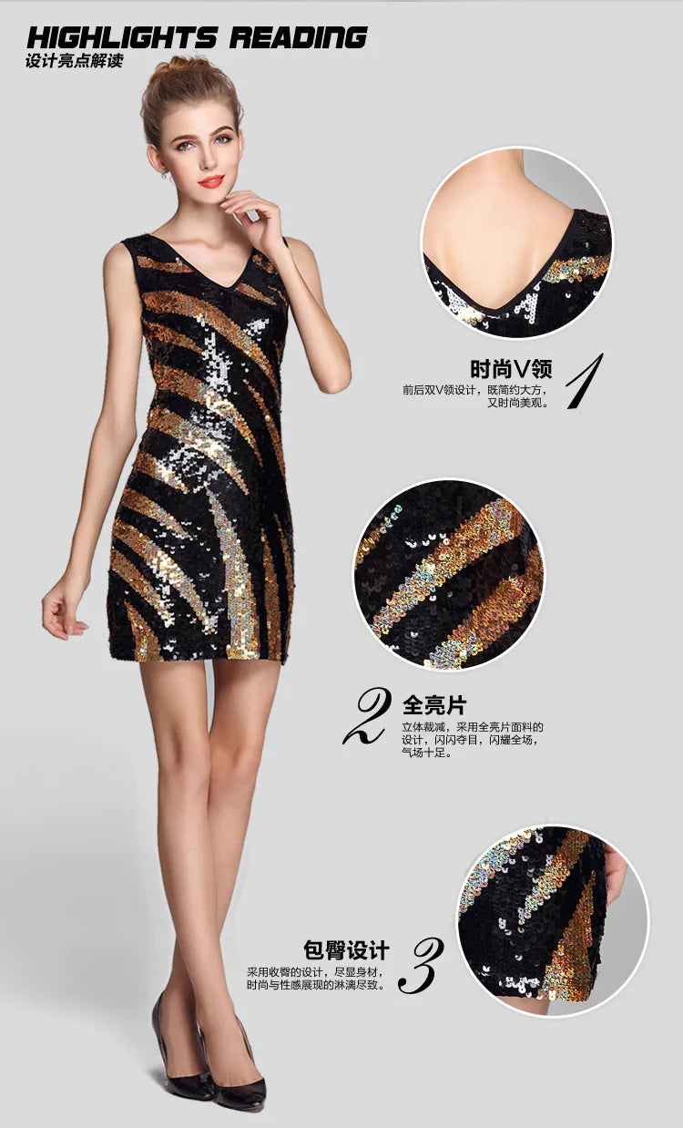 Stunning Gatsby Sequin Night Out Bodycon Mini Dress Sequin Mini | Chuzko.com