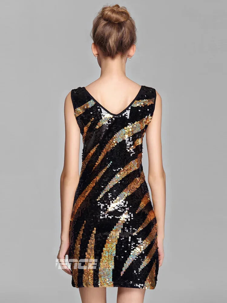 Stunning Gatsby Sequin Night Out Bodycon Mini Dress Sequin Mini | Chuzko.com