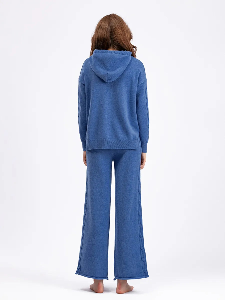 Cozy Cable Knit Hooded Sweater & Pants Set – Loungewear Style | Chuzko.com