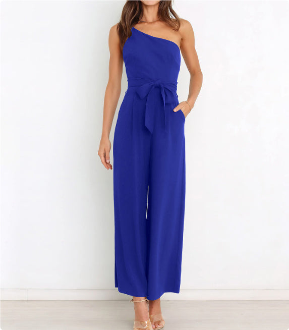 Wide-Leg Belted Jumpsuit for Elegant Evenings Jumpsuits | Chuzko.com