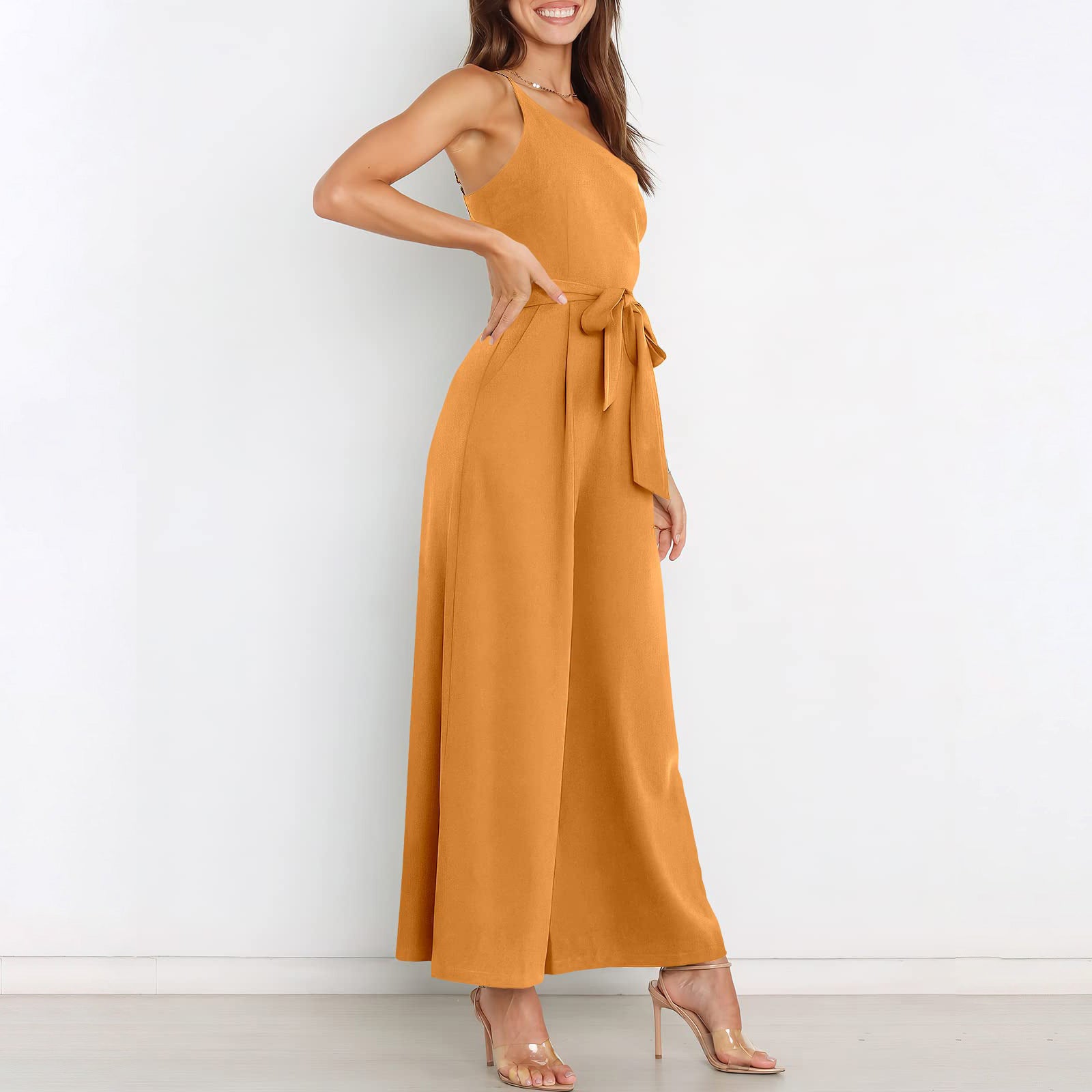 Wide-Leg Belted Jumpsuit for Elegant Evenings Jumpsuits | Chuzko.com