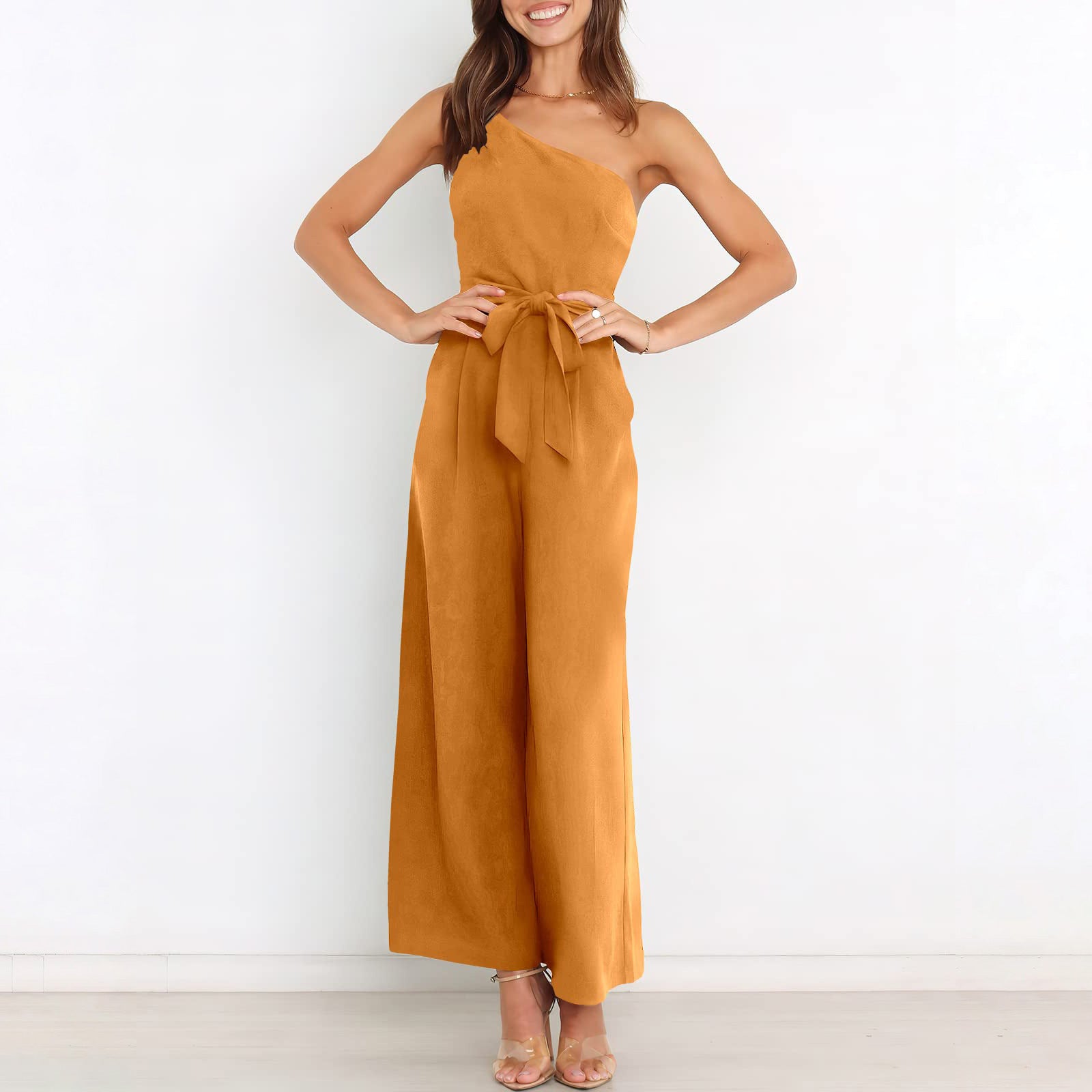 Wide-Leg Belted Jumpsuit for Elegant Evenings	