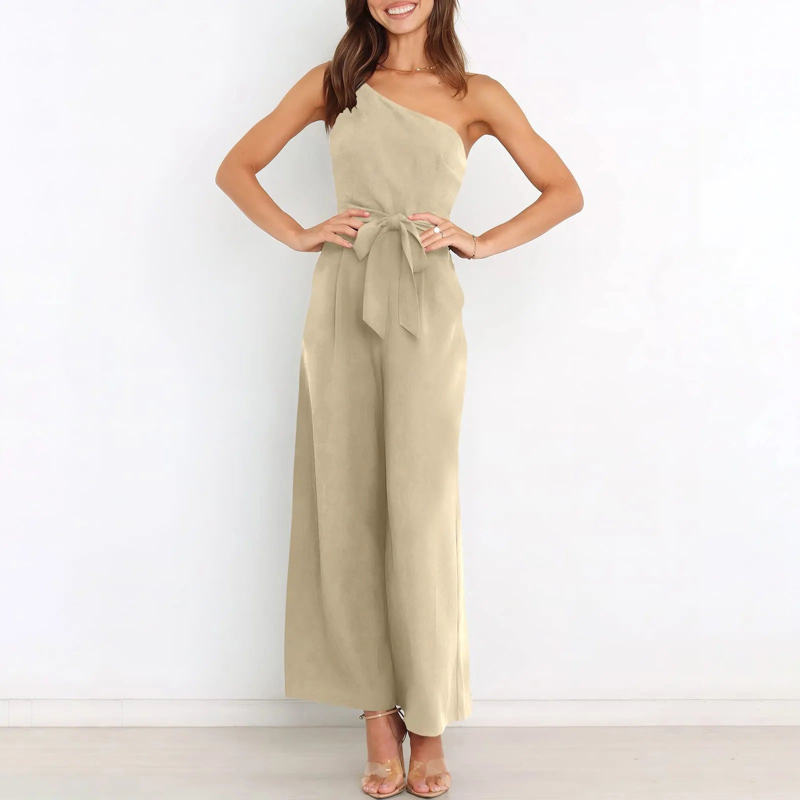 Wide-Leg Belted Jumpsuit for Elegant Evenings Jumpsuits | Chuzko.com