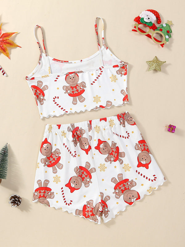 Christmas Gingerbread Pajama Set Holiday Cami & Shorts Pajamas | Chuzko.com