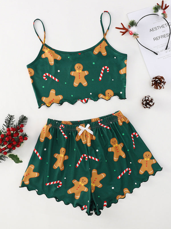 Gingerbread & Snowman Holiday Sleepwear Christmas Pajama Set | Chuzko.com