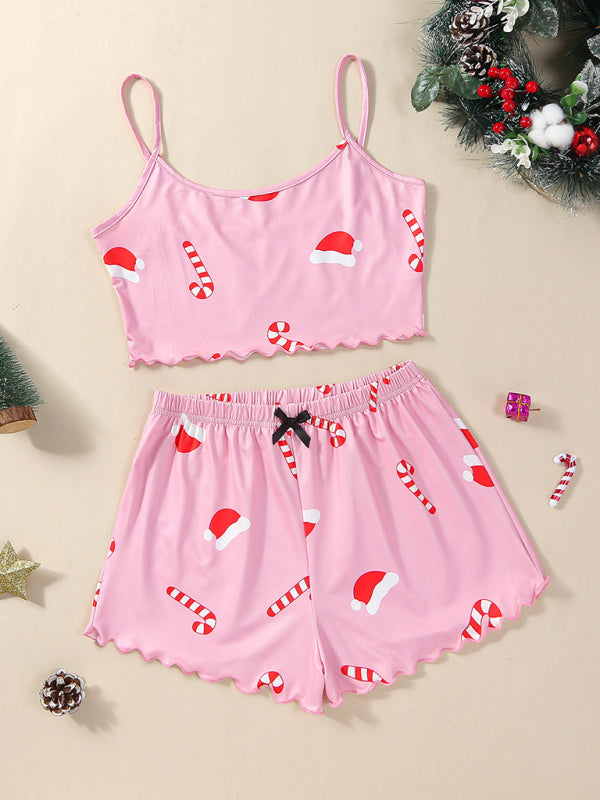 Santa & Reindeer Cami Pajamas Holiday-Themed Sleepwear Pajamas | Chuzko.com