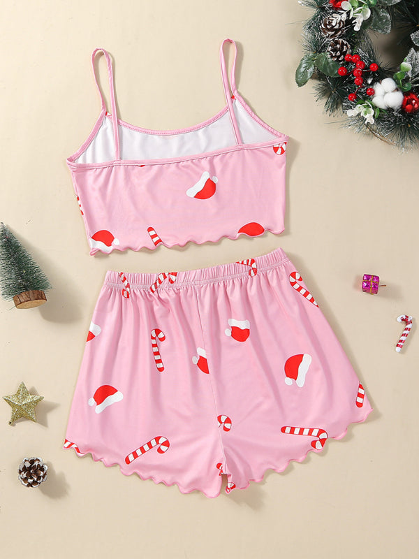 Santa & Reindeer Cami Pajamas Holiday-Themed Sleepwear Pajamas | Chuzko.com