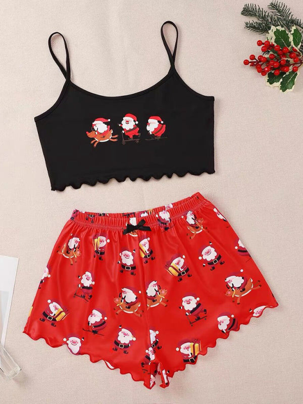 Santa & Reindeer Cami Pajamas Holiday-Themed Sleepwear Pajamas | Chuzko.com