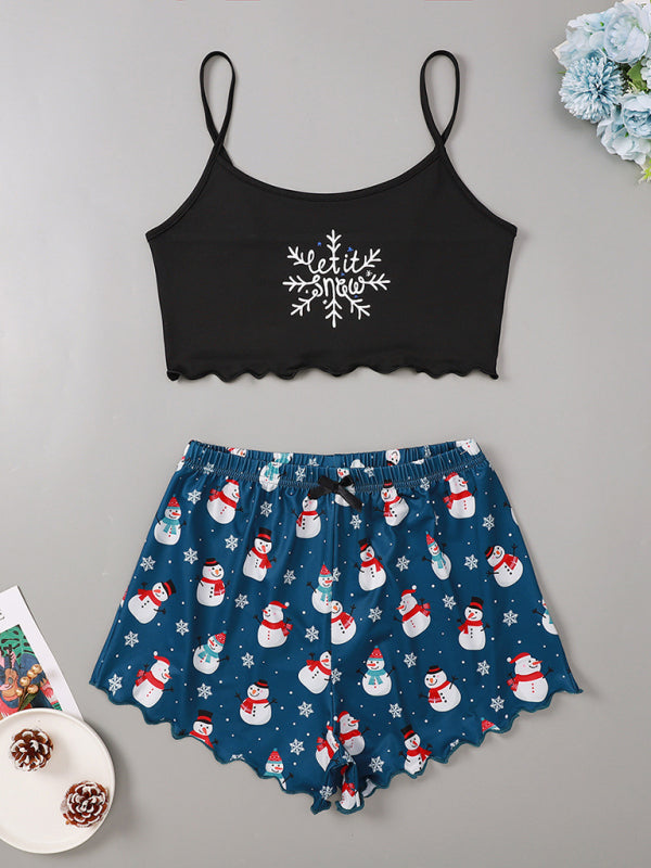 Santa & Reindeer Cami Pajamas Holiday-Themed Sleepwear Pajamas | Chuzko.com