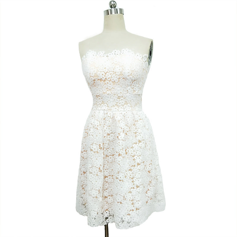 Floral Lace Sweetheart-Neck Party Mini Dress A-Line Dresses | Chuzko.com