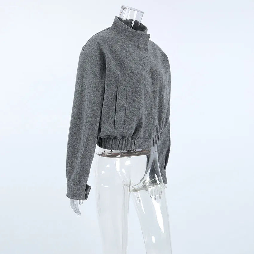 Lightweight Cropped Stand-Collar Jacket for Cool Weather Crop | Chuzko.com