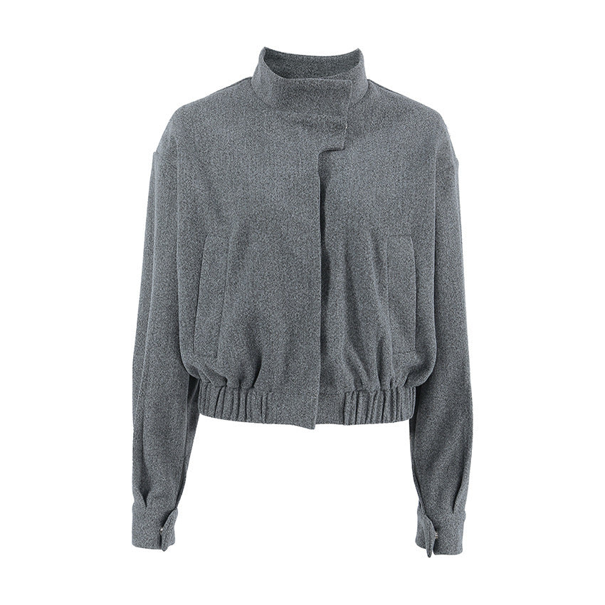 Lightweight Cropped Stand-Collar Jacket for Cool Weather Crop | Chuzko.com