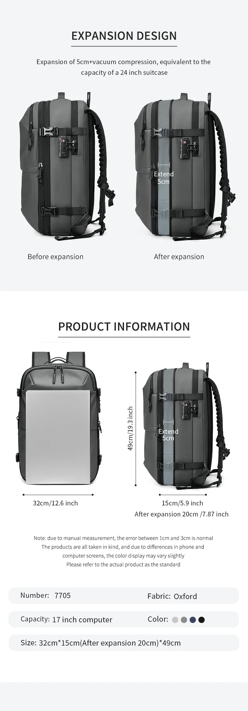 Voyager Elite 17-Inch Laptop Backpack with Vacuum Compression | Chuzko.com