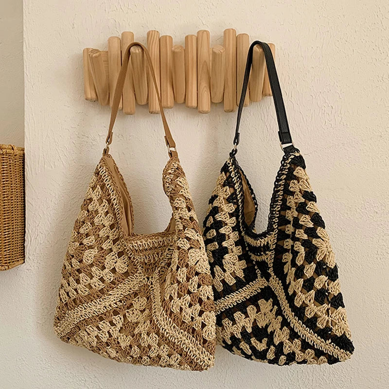 Chic Boho Straw Weave Tote Woven Straw Handbags | Chuzko.com