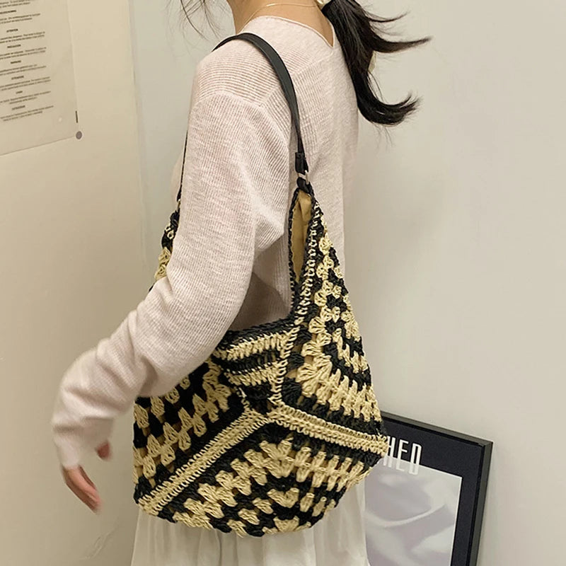 Chic Boho Straw Weave Tote Woven Straw Handbags | Chuzko.com