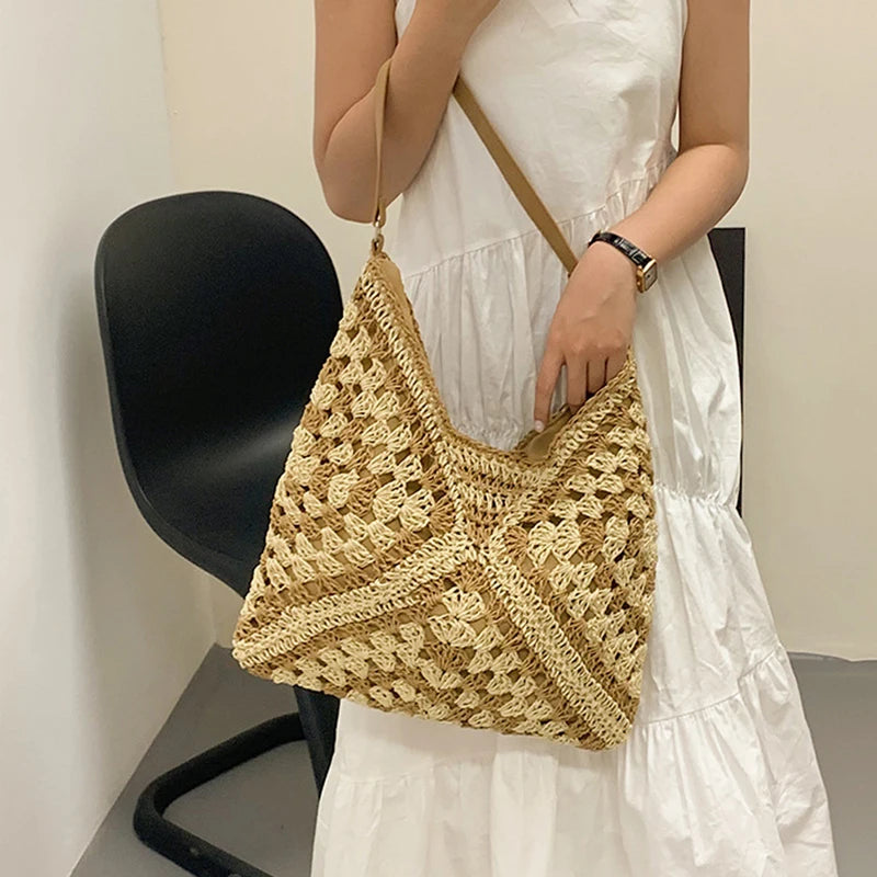 Chic Boho Straw Weave Tote Woven Straw Handbags | Chuzko.com