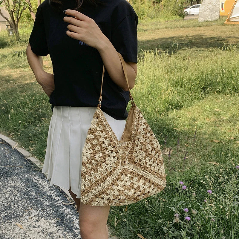 Chic Boho Straw Weave Tote Woven Straw Handbags | Chuzko.com