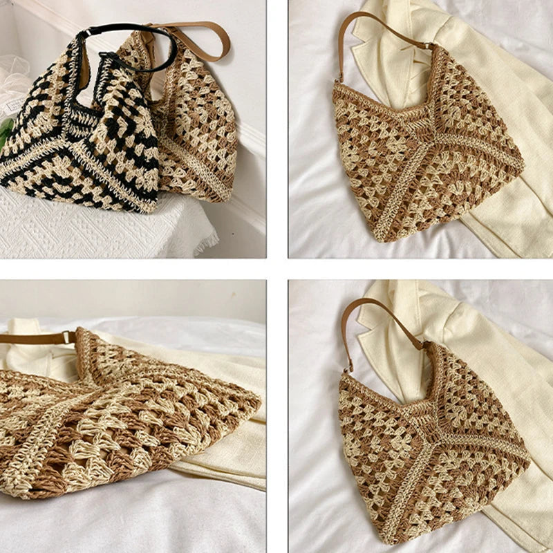 Chic Boho Straw Weave Tote Woven Straw Handbags | Chuzko.com