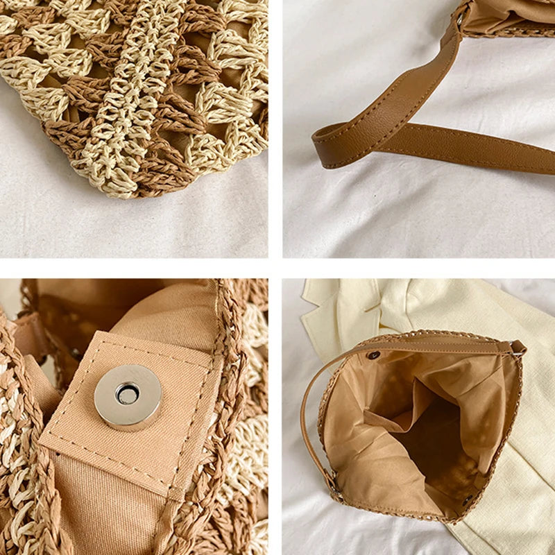 Chic Boho Straw Weave Tote Woven Straw Handbags | Chuzko.com