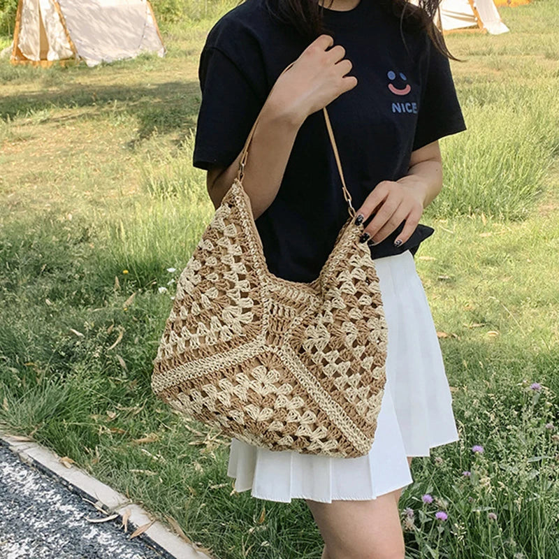 Chic Boho Straw Weave Tote Woven Straw Handbags | Chuzko.com