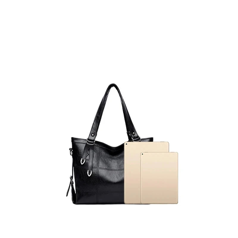 Modern Luxe Leather Tote with Metallic Touches Tote Bags | Chuzko.com