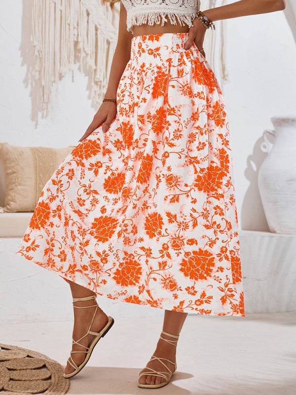 Women's Wide Waistband A-Line Skirt in Florals Floral Skirts | Chuzko.com