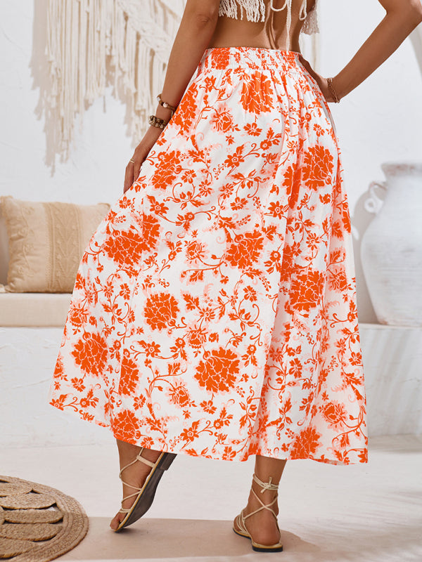 Women's Wide Waistband A-Line Skirt in Florals Floral Skirts | Chuzko.com