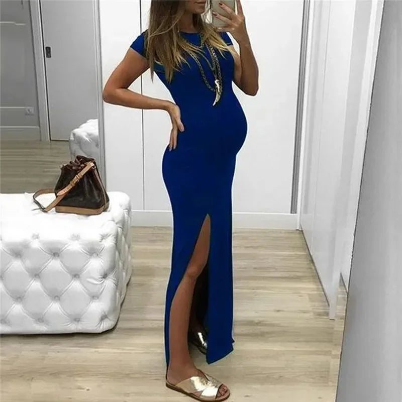 Chic Mama Maternity Maxi with Leg Flair Maternity Dresses | Chuzko.com