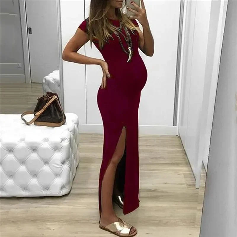 Chic Mama Maternity Maxi with Leg Flair Maternity Dresses | Chuzko.com