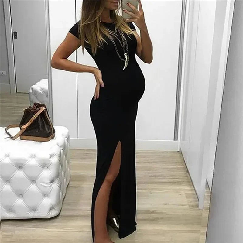 Chic Mama Maternity Maxi with Leg Flair Maternity Dresses | Chuzko.com