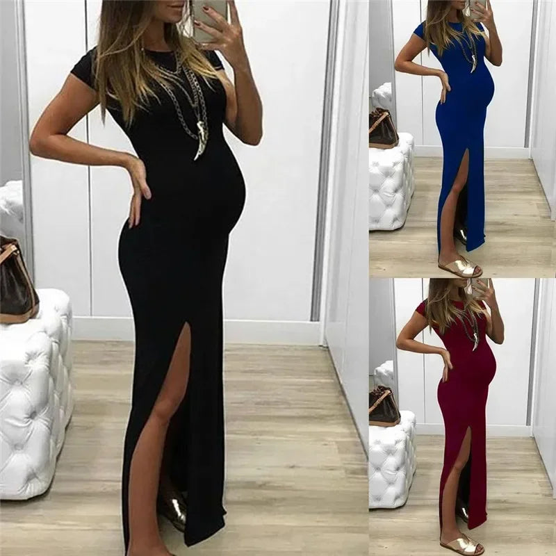 Chic Mama Maternity Maxi with Leg Flair Maternity Dresses | Chuzko.com