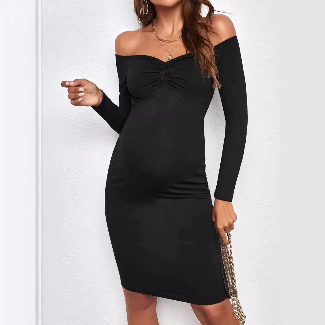 Mama Glow Long Sleeve Midi Pregnancy Dresses | Chuzko.com