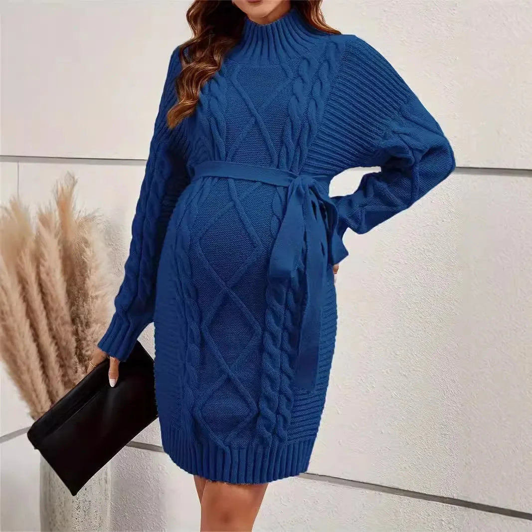 Cozy Maternity Turtleneck Sweater Dress Pregnancy Dresses | Chuzko.com