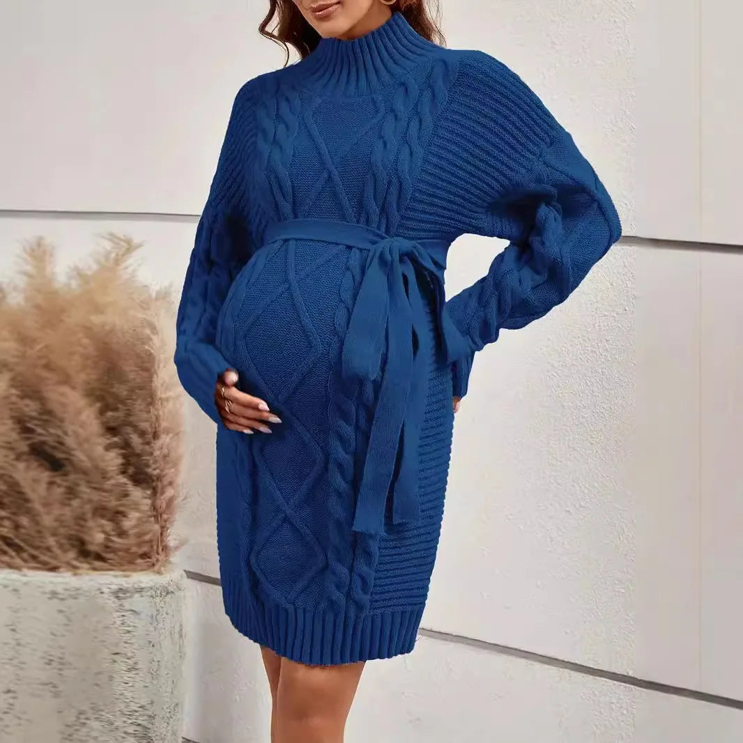 Cozy Maternity Turtleneck Sweater Dress Pregnancy Dresses | Chuzko.com