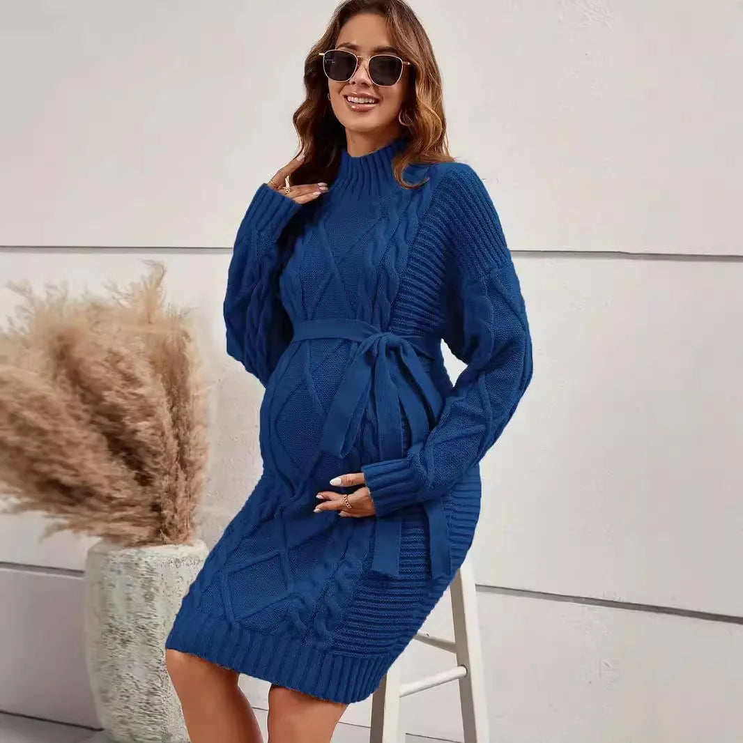 Cozy Maternity Turtleneck Sweater Dress Pregnancy Dresses | Chuzko.com